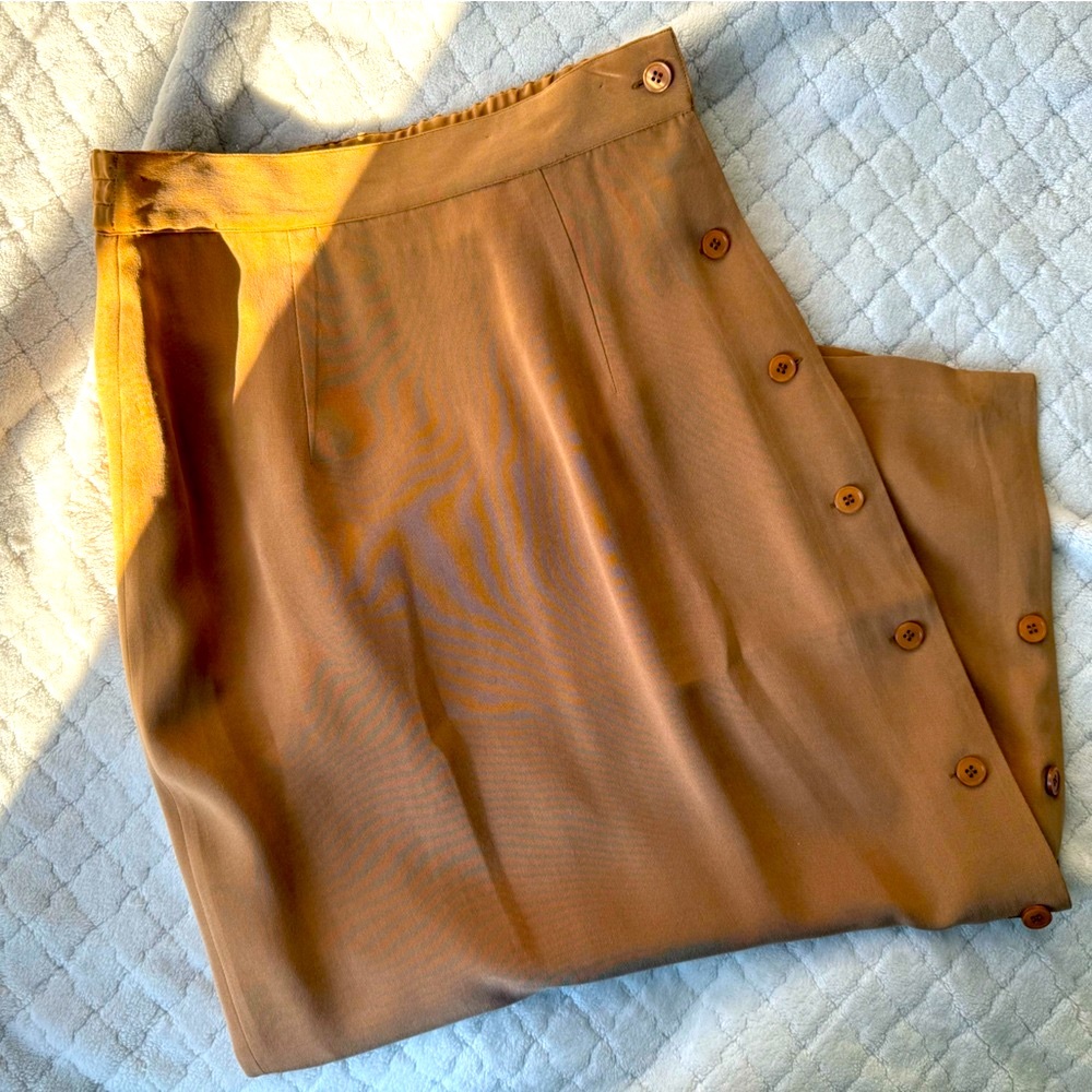 Vintage Patrick Collection 100% Silk Skirt – Petite- Caramel Brown